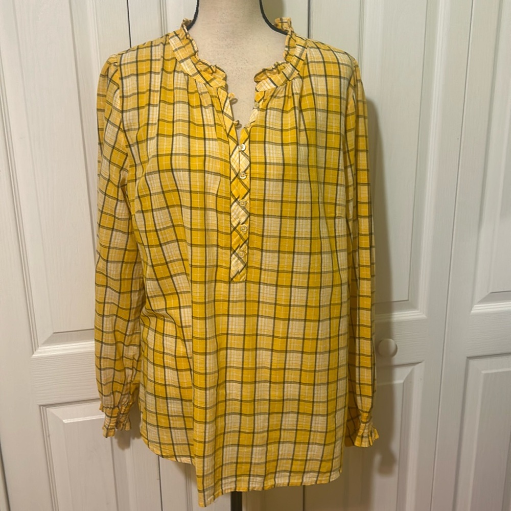 Talbots RUFFLE TRIM POPOVER - CHANDELIER PLAID